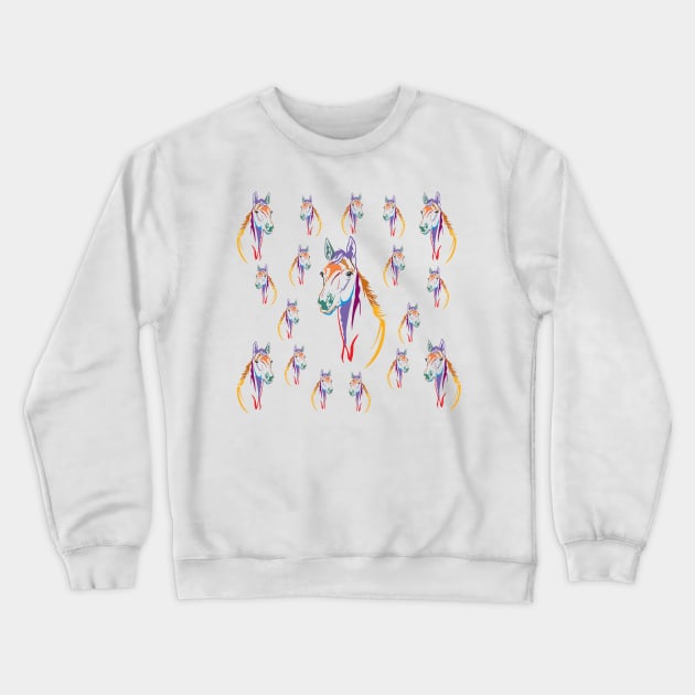 Abstract Horse Heads in full color Horses make lovely companions Im sure you know somebody who loves Horses. Crewneck Sweatshirt by Abstractdiva